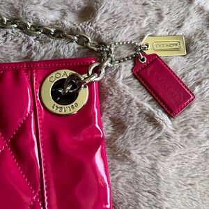 Coach Pink Quilted Shoulder Bag with turn-lock pocket